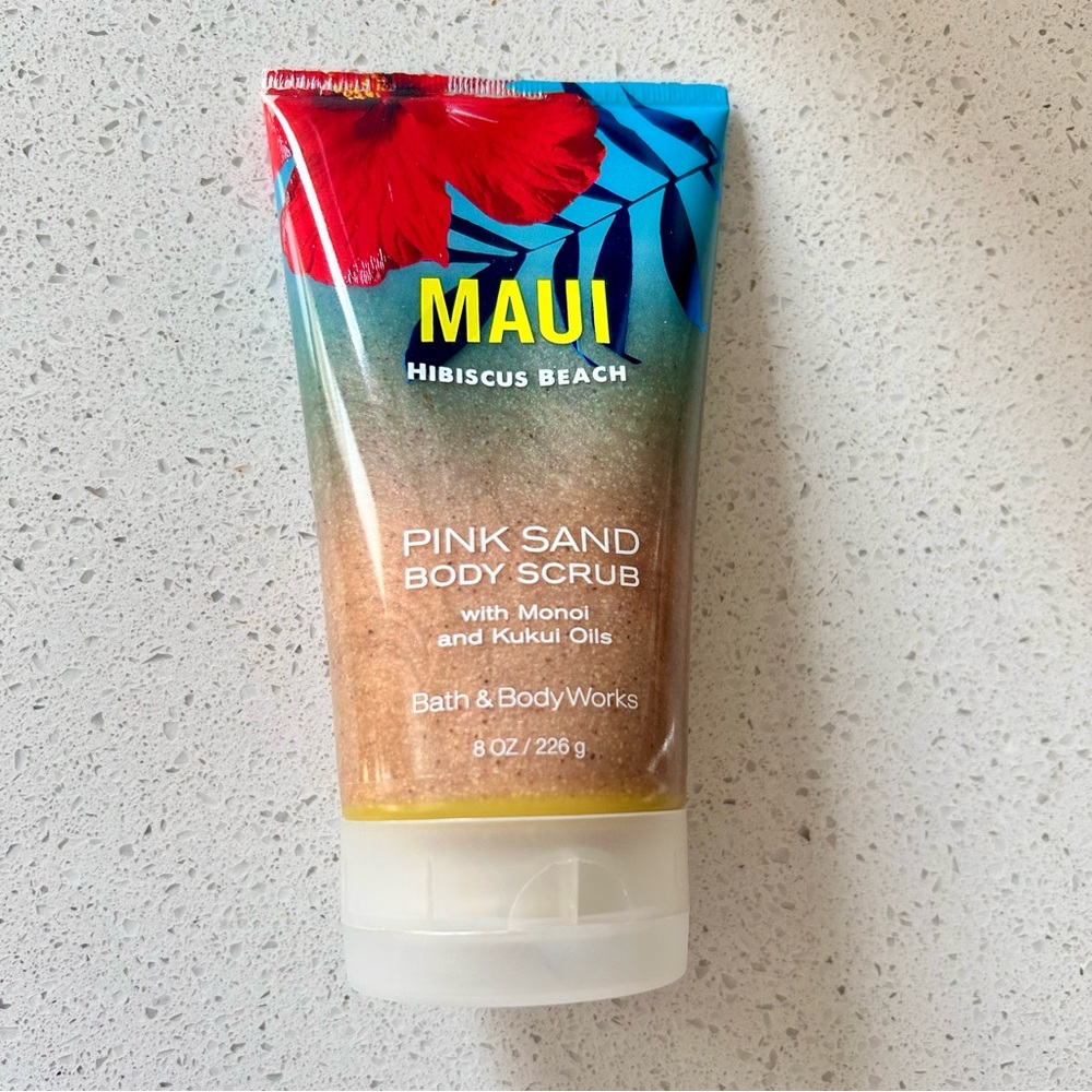 Bath & Body Works MAUI Hibiscus Beach Pink Sand Body Scrub 8 oz Monoi Kukui Oils